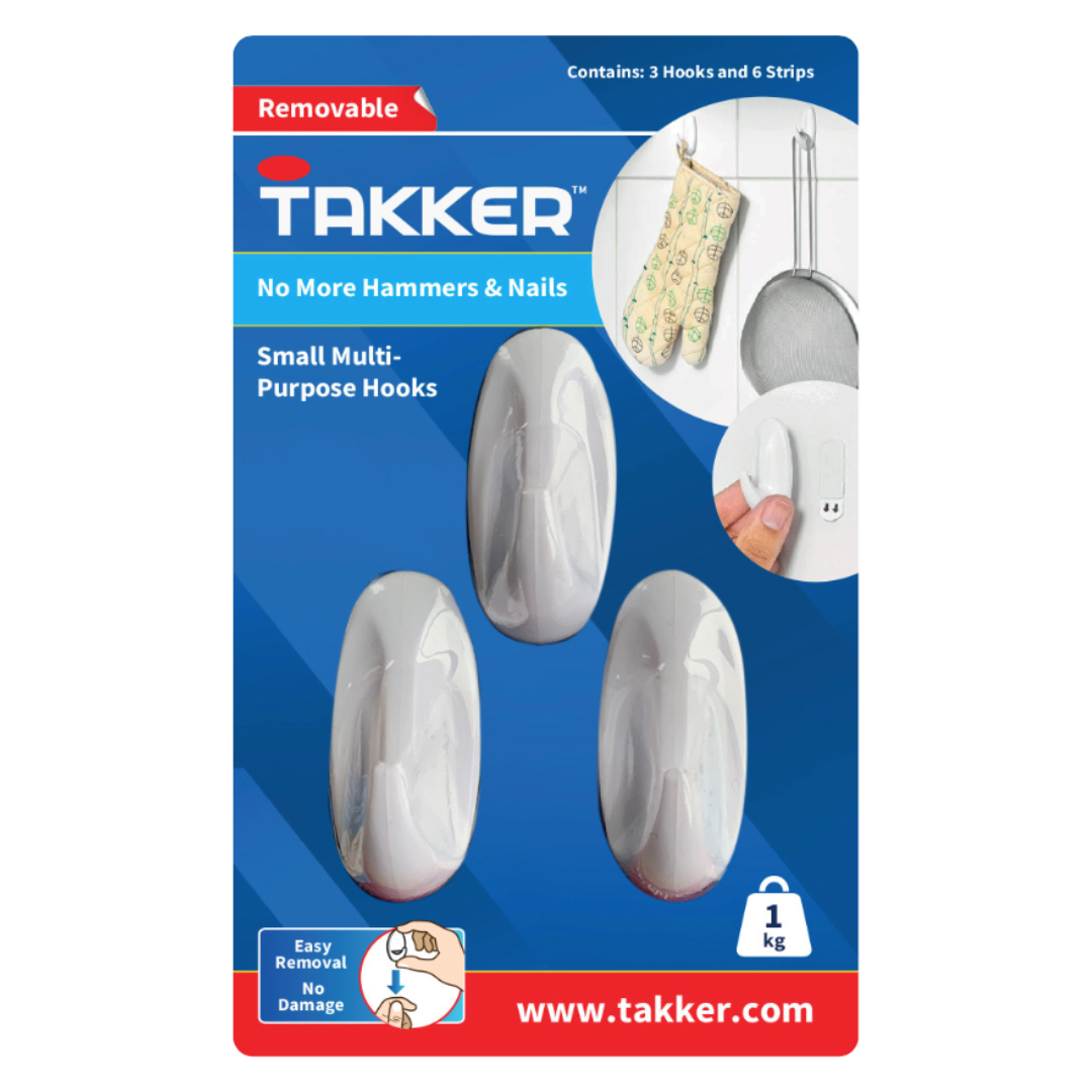TAKKER™ Easy Stick – No Damage MULTI-PURPOSE HOOKS (Small)