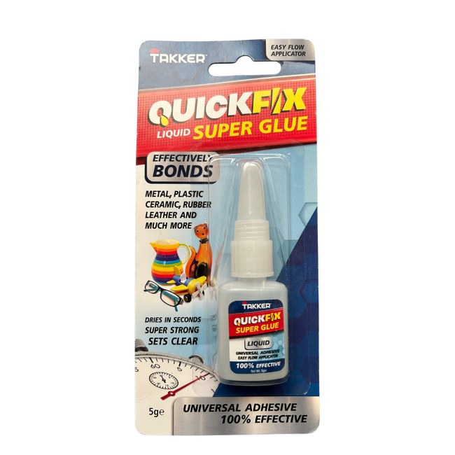 Takker QuickFix Liquid Super Glue — Fast-Acting, Ultra-Strong Universal Adhesive (5g)